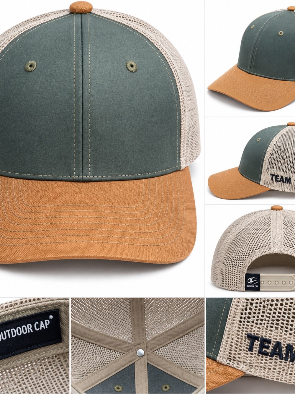 Outdoor Cap Olive Brown Mesh Trucker Hat